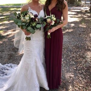 David's Bridal bridesmaid dress (deep maroon)